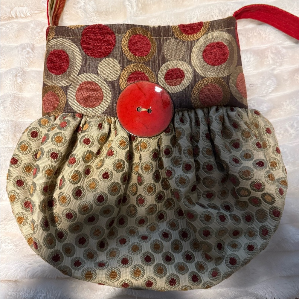 Chic Polka Dot Clutch with Red Accents
